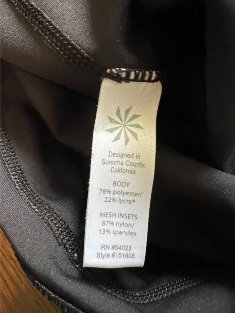 Athleta Black Activewear Leggings White Pattern Accent Panels Medium Running - Picture 5 of 10
